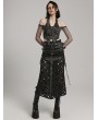 Punk Rave Black Sexy Gothic Punk Buckle Cross Hollowed Long Slit Skirt