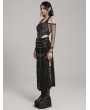 Punk Rave Black Sexy Gothic Punk Buckle Cross Hollowed Long Slit Skirt