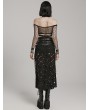 Punk Rave Black Sexy Gothic Punk Buckle Cross Hollowed Long Slit Skirt