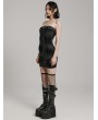 Punk Rave Black Gothic Sexy Front Drawstring Printed Tube Short Dress