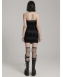 Punk Rave Black Gothic Sexy Front Drawstring Printed Tube Short Dress