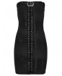 Punk Rave Black Gothic Sexy Front Drawstring Printed Tube Short Dress