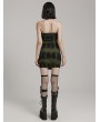 Punk Rave Black and Green Gothic Sexy Front Drawstring Printed Tube Short Dress