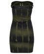 Punk Rave Black and Green Gothic Sexy Front Drawstring Printed Tube Short Dress