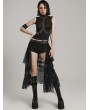 Punk Rave Black Gothic Sweet Cool Asymmetrical Layered Gradient Mesh Skirt