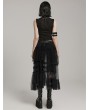 Punk Rave Black Gothic Sweet Cool Asymmetrical Layered Gradient Mesh Skirt