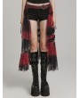 Punk Rave Black and Red Gothic Sweet Cool Asymmetrical Layered Gradient Mesh Skirt