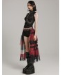 Punk Rave Black and Red Gothic Sweet Cool Asymmetrical Layered Gradient Mesh Skirt