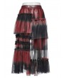 Punk Rave Black and Red Gothic Sweet Cool Asymmetrical Layered Gradient Mesh Skirt