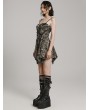 Punk Rave Black and Coffee Gothic Wasteland Punk Eyelet Webbing Slip Dress