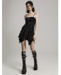 Punk Rave Black Gothic Wasteland Punk Eyelet Webbing Slip Dress