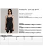 Punk Rave Black Gothic Wasteland Punk Eyelet Webbing Slip Dress