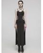 Punk Rave Black Gothic Punk Sexy Thigh High Slit Strap Maxi Dress