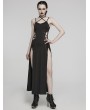 Punk Rave Black Gothic Punk Sexy Thigh High Slit Strap Maxi Dress