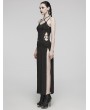 Punk Rave Black Gothic Punk Sexy Thigh High Slit Strap Maxi Dress