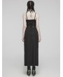 Punk Rave Black Gothic Punk Sexy Thigh High Slit Strap Maxi Dress