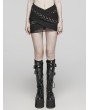 Punk Rave Black Gothic Punk Buckle Stud Embellished Mini Skirt