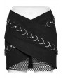 Punk Rave Black Gothic Punk Buckle Stud Embellished Mini Skirt