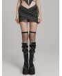 Punk Rave Gray Gothic Punk Buckle Stud Embellished Mini Skirt