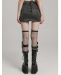Punk Rave Gray Gothic Punk Buckle Stud Embellished Mini Skirt