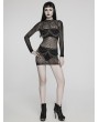 Punk Rave Black Gothic Sexy Patterned Mesh Fit Short Dress