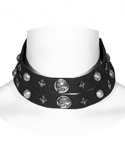 Punk Rave Black Gothic Punk Loops Metal Rivet Choker