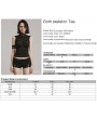 Punk Rave Black Gothic Skeleton Pleats Sleeveless T-Shirt for Women