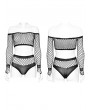 Punk Rave Black Gothic Punk Mesh Perspective Fitted Tees Set for Women