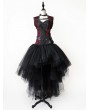 Rose Blooming Black and Red Gothic Steampunk Skull Corset High-Low Prom Party Dress