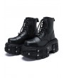 Black Retro Lace-Up Dark Punk Heavy Metal Platform Martens Boots