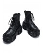 Black Retro Lace-Up Dark Punk Heavy Metal Platform Martens Boots
