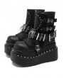 Black Gothic Punk Platform Mesh Splicing Skull Rivets Boots