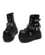 Black Gothic Punk Platform Mesh Splicing Skull Rivets Boots