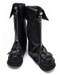Black Sweet Cool Punk Style Fold Over Leather Zip Platform Boots