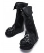 Black Sweet Cool Punk Style Fold Over Leather Zip Platform Boots