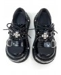 Black Gothic Punk Street Lace-Up Metal Studded Platform Shoes