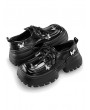 Black Punk Retro Metal Butterfly Square Toe Casual Platform Shoes
