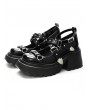Black Punk Sweet Cross Strap Thick Sole Heeled Mary Jane Shoes