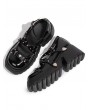 Black Punk Sweet Cross Strap Thick Sole Heeled Mary Jane Shoes