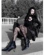 Black Dark Gothic Coffin Buckled Bat Lace-Up Stiletto Heel Shoes