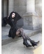 Black Dark Gothic Coffin Buckled Bat Lace-Up Stiletto Heel Shoes