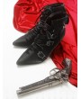 Black Dark Gothic Coffin Buckled Bat Lace-Up Stiletto Heel Shoes