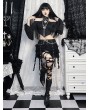 Black Gothic Coffin Buckle Stiletto Heel Lace-Up Pointed Toe Boots