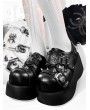 Black Gothic Punk Spider Metal Decorative Buckle Platform Shoes