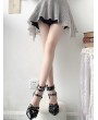 Black Gothic Punk Pointed Toe Hollow Out Stiletto Heel Sandals