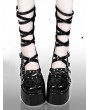 Black Dark Punk Gothic Cross Strappy Platform High Block Heels