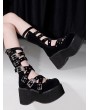 Black Gothic Punk Hollow Out Cross Strap Buckle Platform Shoes