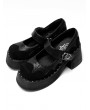 Black Gothic Punk Rivet Spider Buckle Strap Platform Heeled Shoes