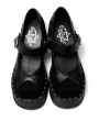 Black Gothic Punk Rivet Spider Buckle Strap Platform Heeled Shoes