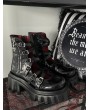 Black Embossed Gothic Punk Crossover Strap Platform Lug Sole Shoes